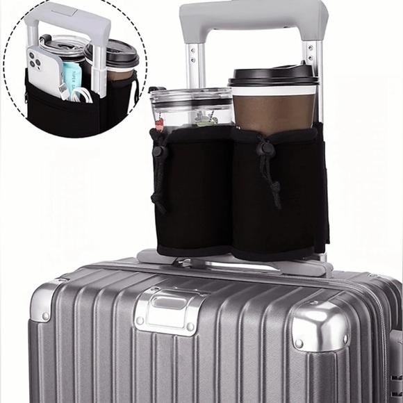 Accessories - Luggage Handle Storage Bag w/Cup & Drink Holder - Black